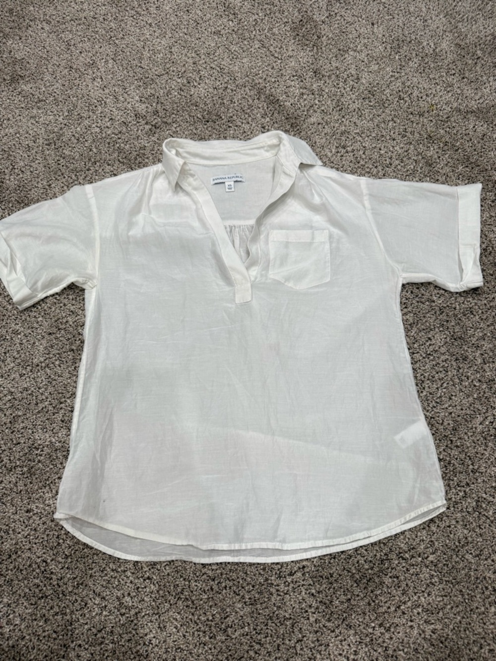 Banana Republic White Short-Sleeve Popover Blouse